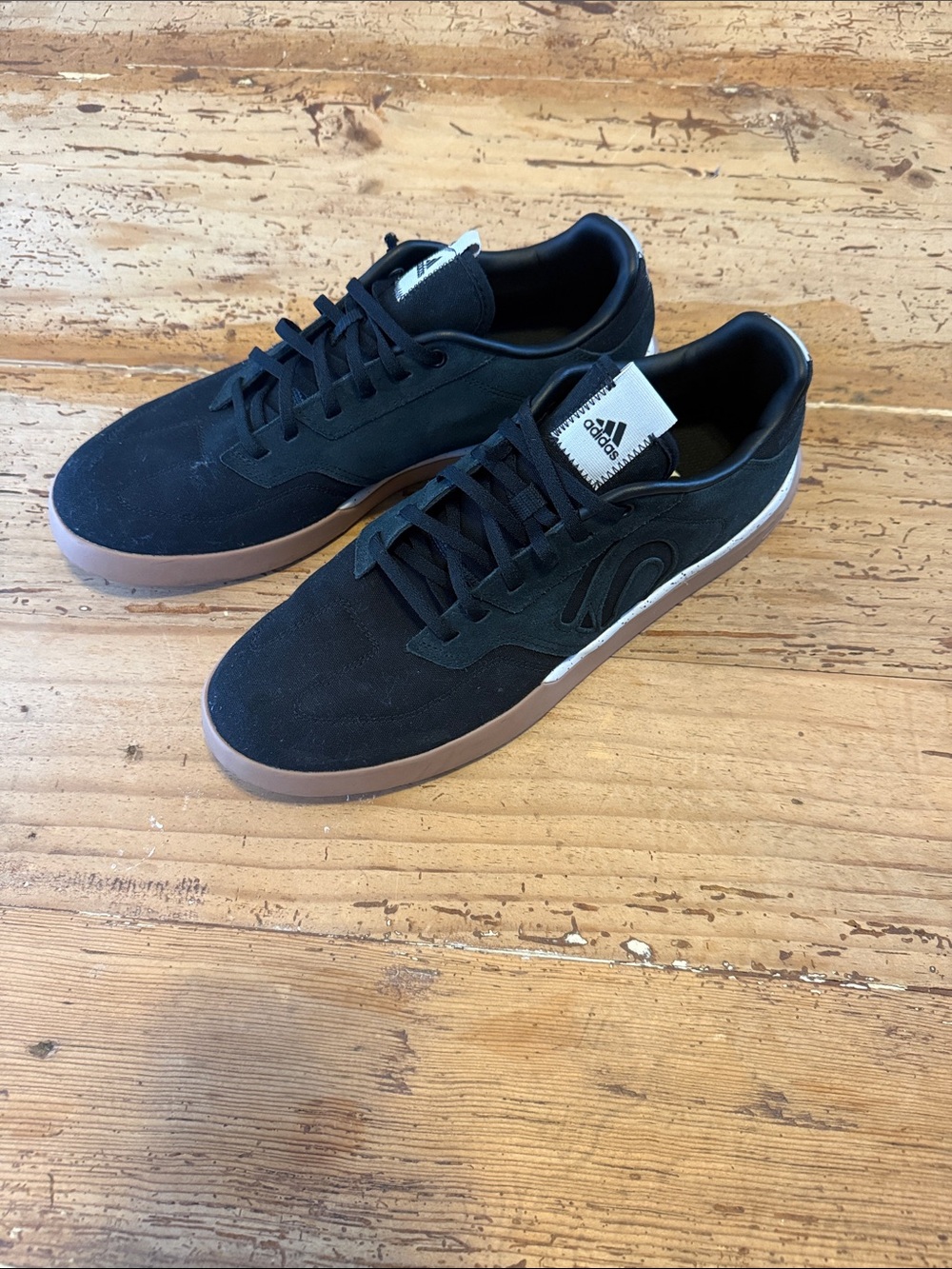 adidas Men's Black Suede & Canvas Sneakers with Brown Gum Sole